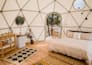 design geodesic dome, glamping dome, tiny home with realistic 3d rendering